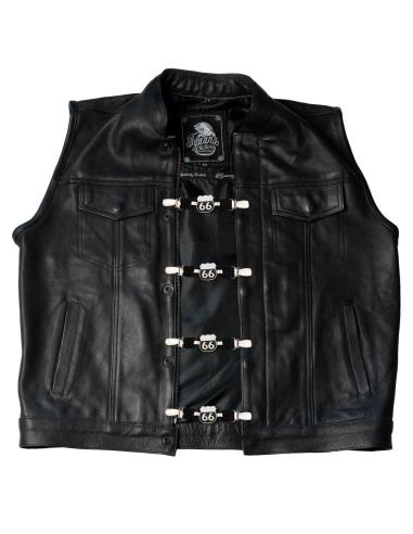 GILET AVEC FERMETURE À CLIP, SYMBOLE DE LA ROUTE 66 NOIR