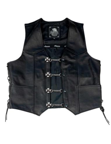 WAISTCOAT EXTENDER 3 SKULLS AND CROSS WITH CHAIN AND SNAP FASTENERS