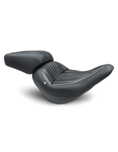 MUSTANG STANDARD TOURING SOLO SEAT FOR HARLEY-DAVIDSON LOW RIDER & SPORT GLIDE 2018-'21, DAGGER STYLE - BLACK