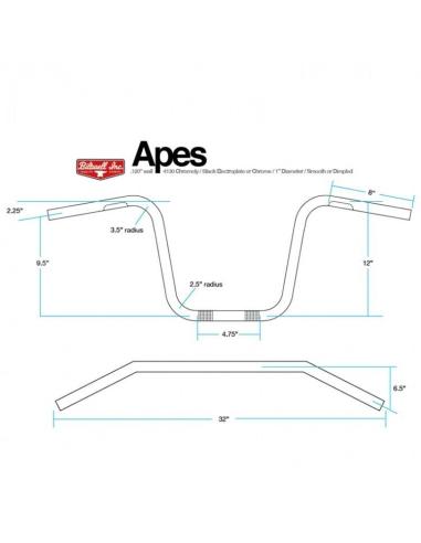 APES 12" HANDLEBAR CHROME BILTWELL