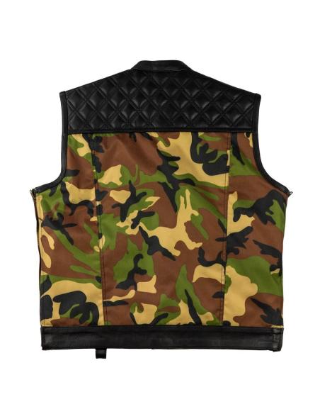 COLETE CHESTER CAMO COM DETALHES EM COURO PARA MOTOCICLISTAS