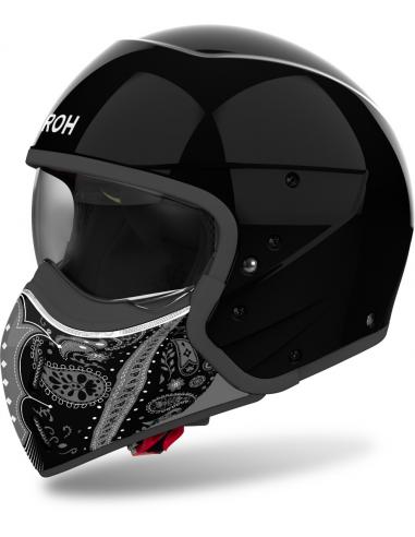AIROH J110 HELMET PAISLEY GLOSS BLACK DOUBLE APPROVAL 22.06 JET AND INTEGRAL