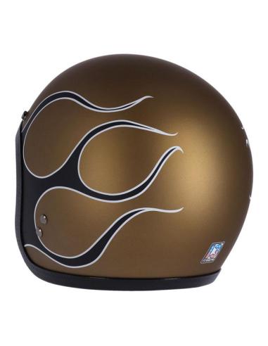 Capacete 13-1/2 Skull Bucket Flames Ouro Mate | Preço Promocional