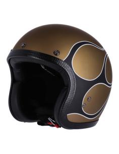 HELMET 13-1/2 SKULL BUCKET FLAMES MATT GOLD