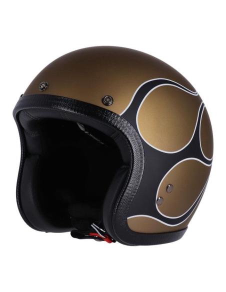 HELMET 13-1/2 SKULL BUCKET FLAMES MATT GOLD