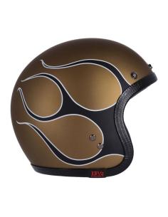 HELMET 13-1/2 SKULL BUCKET FLAMES MATT GOLD 2