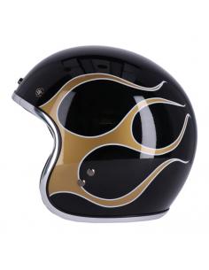 CASCO 13-1/2 SKULL BUCKET FLAMES NERO LUCIDO 2