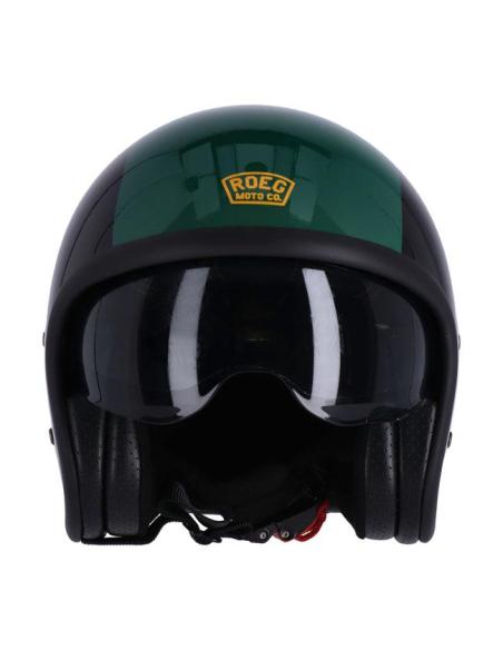 CAPACETE ROEG SUNDOWN PRETO E VERDE JET COM VISEIRA