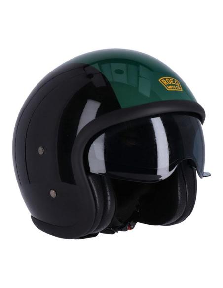 CASQUE JET ROEG SUNDOWN NOIR ET VERT BRILLANT AVEC VISIÈRE