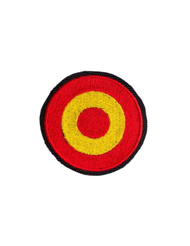 PATCH REDONDO DE 6 CM. BORDADO COM A BANDEIRA ESPANHOLA.