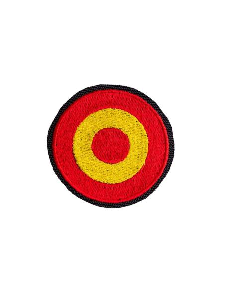 PATCH REDONDO DE 6 CM. BORDADO COM A BANDEIRA ESPANHOLA.