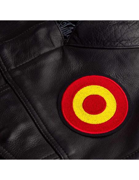 8 CM. ROUND PATCH EMBROIDERED WITH SPANISH FLAG.
