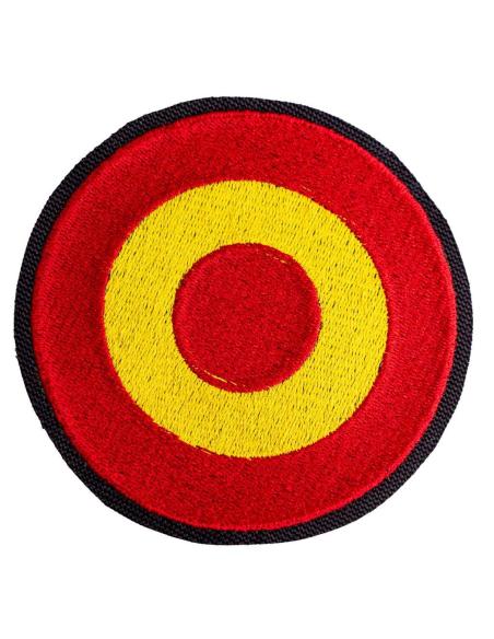 PATCH REDONDO DE 10 CM. BORDADO COM A BANDEIRA ESPANHOLA.