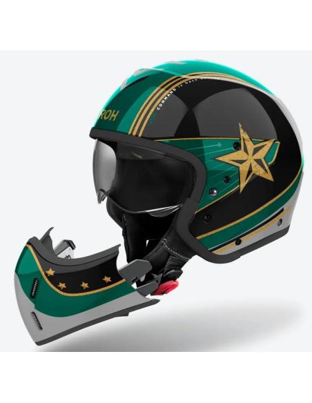 AIROH J110 HELMET COMMAND MINT GREEN DOUBLE APPROVAL 22.06 JET AND INTEGRAL