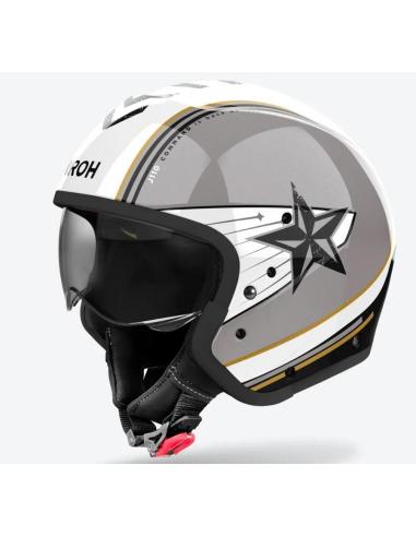 CAPACETE AIROH J110 COMMAND GOLD GLITTER DUPLA APROVAÇÃO 22.06 JATO E INTEGRAL