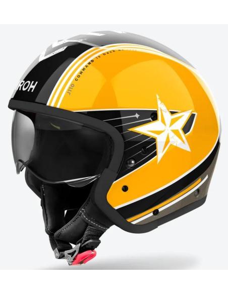 Comprar Casco Airoh J110 Command Yellow Gloss Doble Homologacion 22.06 Jet Y Integral a precio de oferta