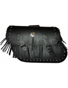 TORELO BLACK LEATHER SADDLEBAGS WITH FRINGES