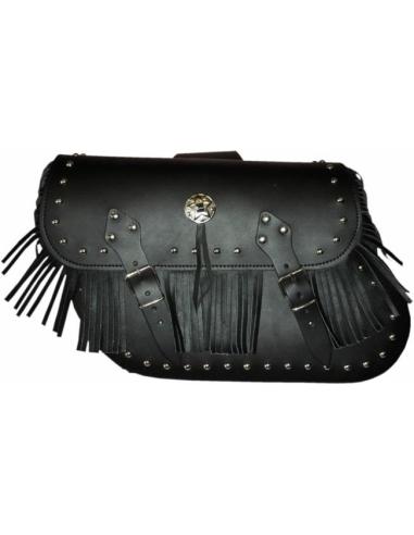 TORELO BLACK LEATHER SADDLEBAGS WITH FRINGES