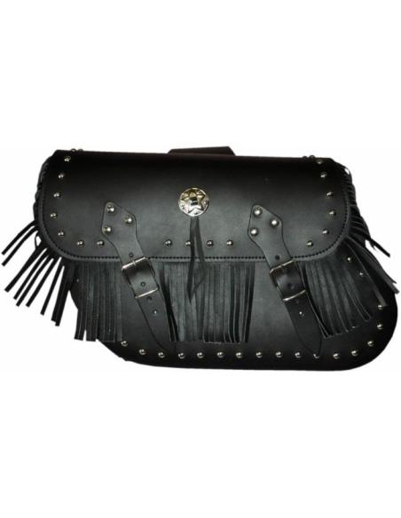 SACOCHE EN CUIR TORELO NOIR AVEC FRANGES