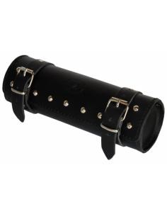 ROLO PEQUENO DE COURO PRETO CLÁSSICO COM TACHAS