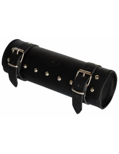 SMALL CLASSIC BLACK LEATHER ROLL WITH STUDS