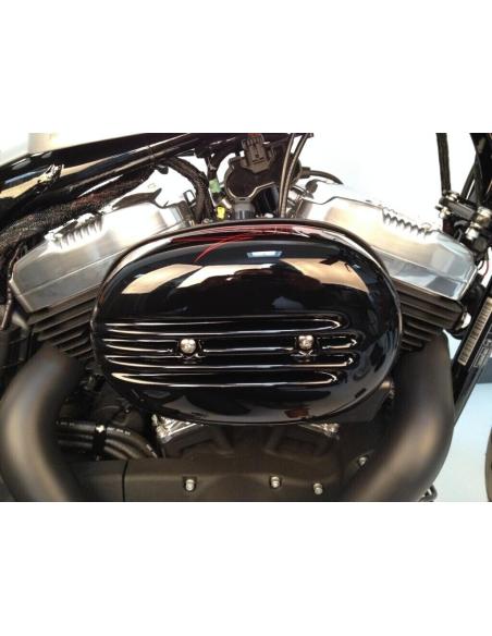 Comprar Tapa Filtro De Aire "Fin" Negro Brillo Para Sportster 2004-Up a precio de oferta