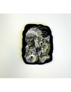 PATCH INDIEN ET LOUPS 11 X 8,5 CM