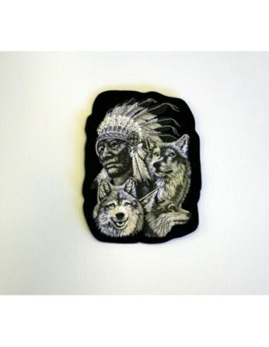 PATCH INDIEN ET LOUPS 11 X 8,5 CM