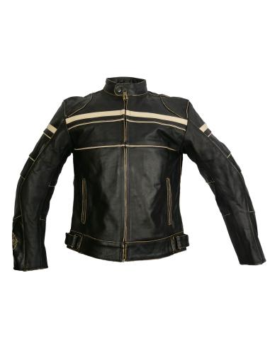 Acquista Giacca in Pelle Invecchiata Old Racer con Protezioni CE a Prezzo Scontato