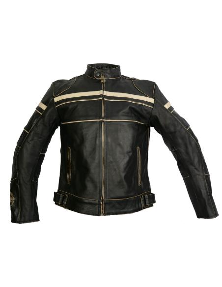 Acquista Giacca in Pelle Invecchiata Old Racer con Protezioni CE a Prezzo Scontato