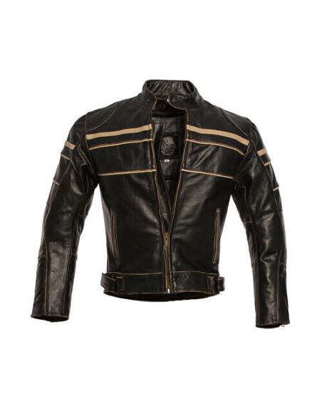 Comprar Chaqueta De Piel Envejecida Old Racer Con Protecciones Ce a precio de oferta