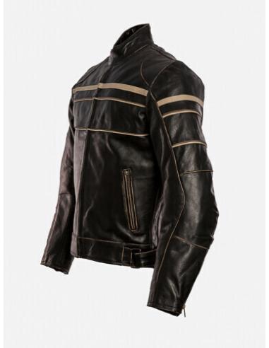 Comprar Chaqueta De Piel Envejecida Old Racer Con Protecciones Ce a precio de oferta