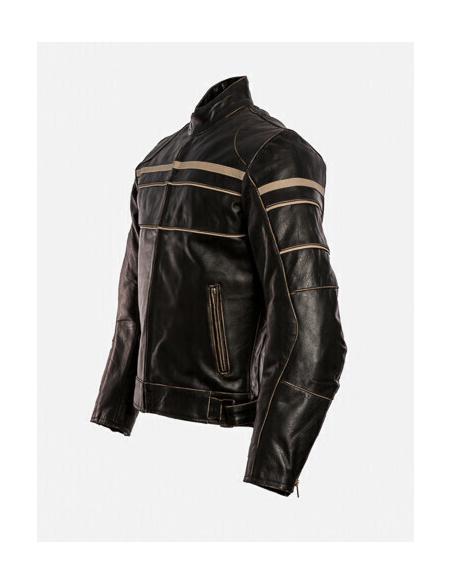 Acquista Giacca in Pelle Invecchiata Old Racer con Protezioni CE a Prezzo Scontato