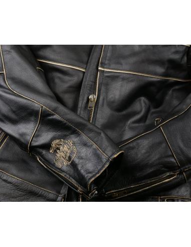 Comprar Chaqueta De Piel Envejecida Old Racer Con Protecciones Ce a precio de oferta