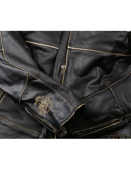 Acquista Giacca in Pelle Invecchiata Old Racer con Protezioni CE a Prezzo Scontato