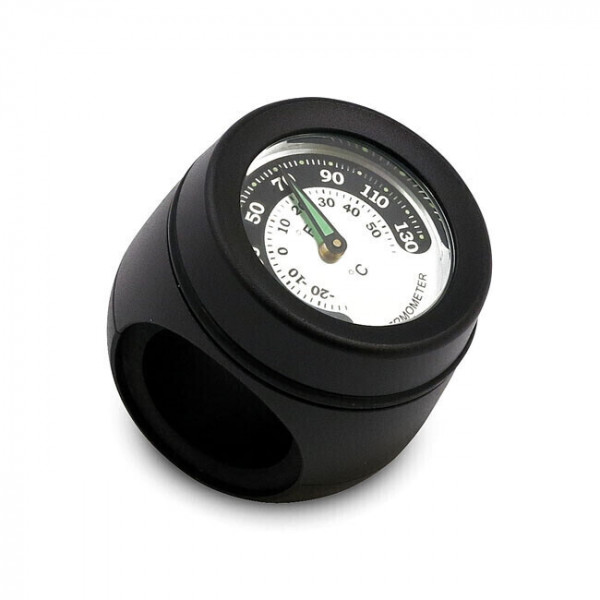 HANDLEBAR MOUNTED ROUND THERMOMETER, BLACK, 25MM O 32MM