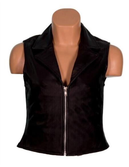 Acquista Gilet Femminile in Pelle di Alta Qualità con Rever e Cerniera a Prezzo Scontato