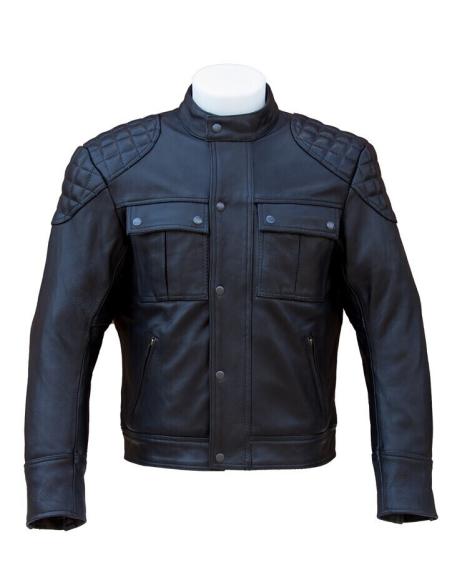 VESTE "FIFTY-EIGHT" EN CUIR NATUREL AVEC PROTECTION