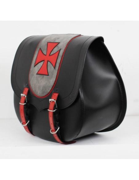 Comprar Alforja Negra Piel Sparta Cruz Malta a precio de oferta