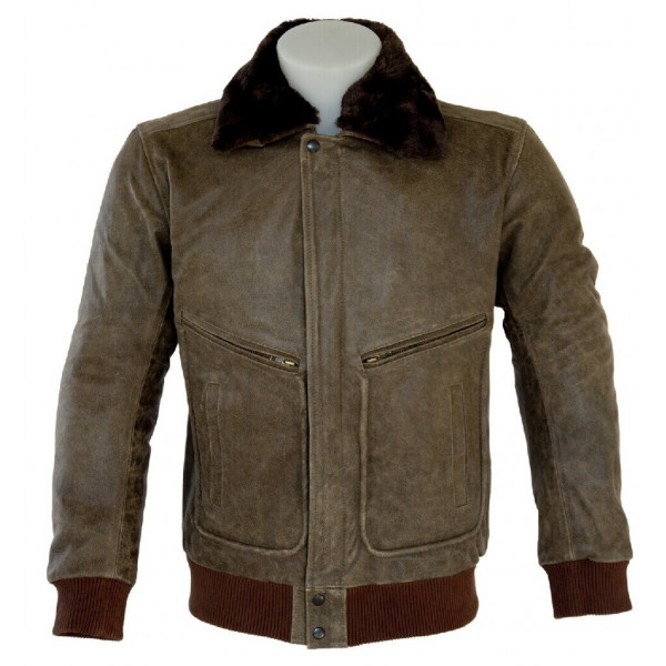 REAL LEATHER JACKET "AVIATOR WINGS BROWN" WIHT CE PROTECTIOS