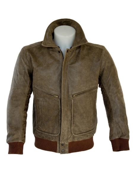 REAL LEATHER JACKET "AVIATOR WINGS BROWN" WIHT CE PROTECTIOS