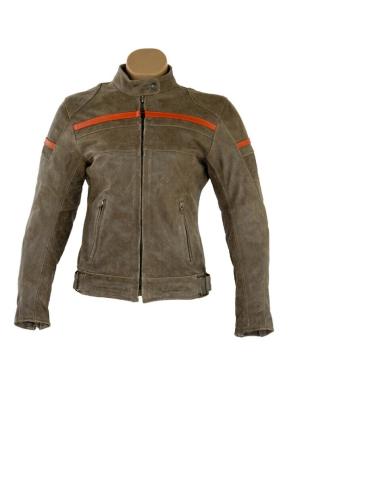VESTE EN CUIR VIEILLIE POUR FEMME "TROPHY" AVEC C DE PROTECTION