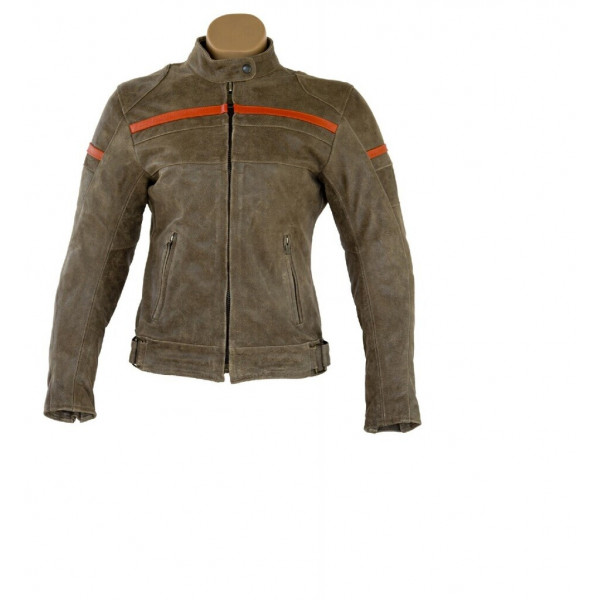 WOMEN'S JACKET IN AGED LEATHER "TROPHY" WITH PROTECTIVE C