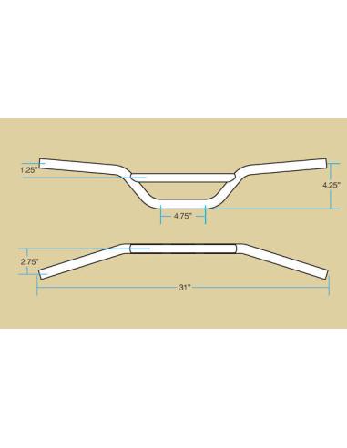 GUIDON DE MOTO 25MM SANS TROUS NOIR BILTWELL