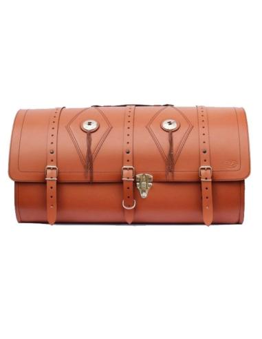 BIG-FOOT LIGHT BROWN LEATHER TRUNK WITH DIAMONDS