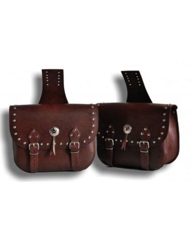 Comprar Alforjas De Cuero Rifle Marrones Clásicas Con Tachuelas a precio de oferta
