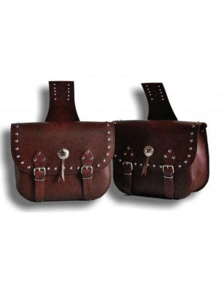 Comprar Alforjas De Cuero Rifle Marrones Clásicas Con Tachuelas a precio de oferta