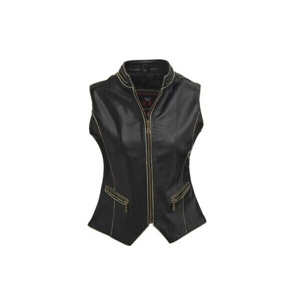 WOMEN'S VEST IN NAPPA LEATHER WITH ZIPPER