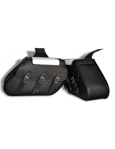 Comprar Alforjas De Cuero Ikaro Celtic Bicolor Blanco Y Negro a precio de oferta