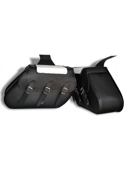 IKARO CELTIC BLACK AND WHITE LEATHER SADDLEBAGS